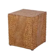 Tenleaf Outdoor Side Table 14.6" Concrete Patio Furniture Square Yellow Brown