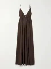 [STAUD] STAUD - Hanna Cotton-gauze Maxi Dress - Dark brown - small small Brown