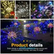 Solar LED Fireworks Lights Waterproof Sparklers Fairy Lamp Patio Yard Xmas Decor