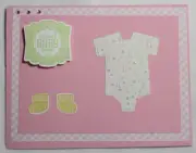 Stampin up! Handmade card Cutest Baby Ever Girl Pink Plaid Green socks Bodysuit