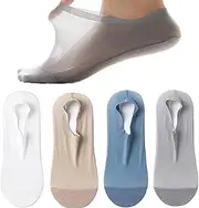 [Generic] Zeanaturals Ultra Thin Liner Non Slip No Show Socks, Soft Breathable Ice Silk Sock, Unisex Low Cut Liner Sock, 4pairs-b, One Size, 4pairs-b, One Size