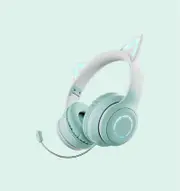 Green Wireless Cat Ear Headphones with RGB Lights & Detachable Mic - Bluetooth 5.1