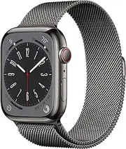 [Apple] Watch Series 8 (GPS + Cellular 45mm) Smart Watch - Graphite Stainless Steel Case with Graphite Milanese Loop