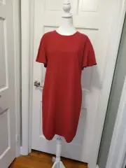 NWT Elie Tahari Krystal Back Buttons Short Sleeve Shift Dress, Red Ret. $368