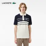 【LACOSTE】男裝-法國製造原創L.12.12條紋短袖POLO衫(白色)