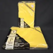 VTG JC Penney Yellow Percale Fitted Bedsheet & Pillow Cases For Double Bed