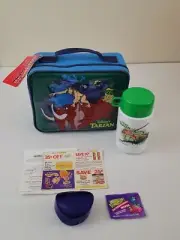 Vintage Tarzan Lunchbox Thermos Disney 1999 Soft Blue Edgar Rice Burroughs