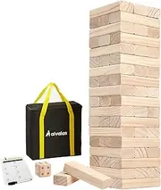 Aivalas Giant Tumble Tower, Wooden Stacking Block Game with Scoreboard&Carrying Bag, Classic Outdoor Backyard Lawn Game for Kids Adults Family (5FT)- 60 Pieces
