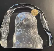 Cristal d'Arques Genuine Lead Crystal Owl Paperweight Made in France 4" x 4"