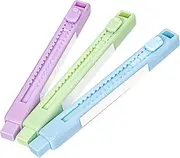 Retractable Mechanical Eraser Pen - Pencil Eraser for Pencils, Eraser for Artists, Assorted Colors, Pack of 3