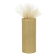 6" 25 Yards Glitter Tulle Ribbon Rolls Netting Fabric Champagne Gold