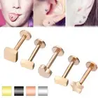 4pc 16G Rose Gold Steel Labret Monroe Lip Ring Internal Thread Ear Stud Piercing