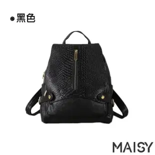 【MAISY】經典真皮鱷魚紋時尚雙肩包(現+預 白色 / 銀色 / 寶藍 / 黑色)