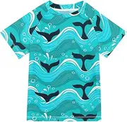 [ODAWA] Whale Tails Kid Swim Shirt UPF 50+ Quick Dry Sun and Sand Protection Swim Shirt Kids Teens Swimwear Rashguard