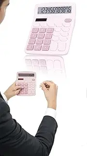 Honwor Pink Desktop Calculator with Large Buttons & Display, Solar/Battery Powered - for Office, Classroom & Home Use