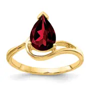 14K Yellow Gold 9x6mm Pear Garnet ring