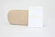 New Chloe Beige Suede Leather Sunglasses Clamshell Hard Case with Cloth
