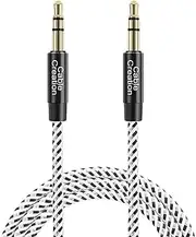 Aux Cord (1.5ft/0.45m/18inch), Male to Male 3.5 mm Audio Cable, 1/8 Audio Auxiliary Cord for Car, Headphones,Stereo,Speaker,Echo,Carro(with Aux Port), Black&White