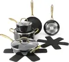 Gibson Home 12 Piece Heavy Gauge Nonstick Induction Aluminum Cookware Set W/Felt