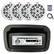 Pyle Marine CD Radio,Adapter,Spa Bezel, Antenna,Wire, 4x 8'' 300W White Speakers