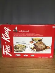 Vintage Fire King Clear Glass 4pc Ovenware Baking Set Original Box - Bakeware