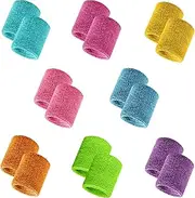 16 Pcs Wrist Sweatbands, Sports Wristbands for Men & Women, Sweat Absorbing Cotton Terry, Perfect for Basketball, Football, Tennis, Soccer, Running, Working Out