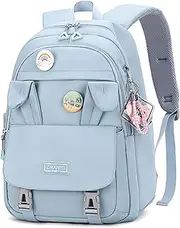 LeoLeozz Women's Backpack School Backpack Girls Teenagers Cute Anime Bookbag Women Casual Daypack Anti-Theft Backpacks for University Travel Leisure Work (Blue)