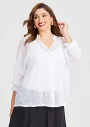 [TS] Taking Shape Embroidered Bianca Top Size 14-16 in White - Plus Size Women's Clothing White