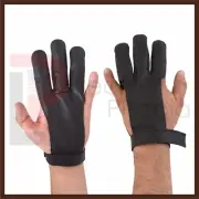 Archery 3 Fingers Tab Cow Leather Glove Arrow Guard for Compound Bow Shooting