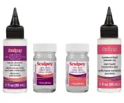 Sculpey Bake & Bond, Translucent Liquid Sculpey, Satin Glaze & Gloss Glaze