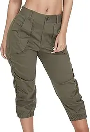 [WAJCSHFS] Pants for Women Hiking Casual Pants Baggy Lightweight Pants for Women Cargo Capris Pants with Pockets, Z02-green