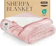 Utopia Bedding Sherpa Blanket Twin Size [Pink, 90x66 Inches] - 480GSM Thick Warm Plush Fleece Reversible Blanket for Bed, Sofa, Couch, Camping and Travel