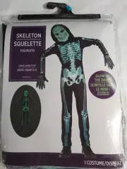 Kids/Child Halloween Costume Skeleton Size L 12-14 Glow-in-the-Dark 4pc Set