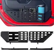 RERPRO Front Door Storage Pockets with Cup Holders Compatible with 2018-2024 2025 Jeep Wrangler JL 2/4 Door 4XE Gladiator JT Accessories Side Insert Organizer Box Molle Panel, 1Pair Metal+Strap