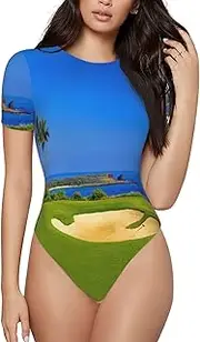 [DJnni] Cartoon Dinosaur Women'S Short-Sleeved Onesie,Breathable,Quick Dry,Suitable For Parties, Dating, Clubs, Everyday Wea, Golf Course, XL