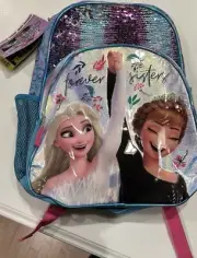Frozen 2013 Forever Sisters 17” Reflective Sequined Backpack. NWT