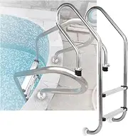 Swimming Pool Ladder,2/3 Steps Heavy Duty Pool Step with Curved Handrail, Stainless Steel Step for Water Park Fish Pond(Pre-Buried,2-Steps1.5mm)