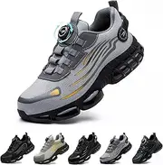 [Gugifcto] Safety Trainers Mens Womens Steel Toe Cap Safety Shoes Swivel Buckle Shoelaces Lightweight Comfortable Non Slip Breathable Work Sneakers with Air Cushion 36-46 EU
