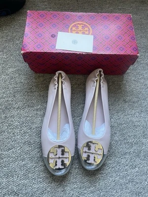Tory Burch Claire Cap-toe Ballet Cotton Tweed Designer Shoes.
