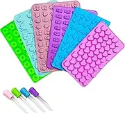 Silicone Gummy Molds Chocolate Molds Candy Molds,6Pcs Silicone Candy Mold Ice Cube Mold with 4Pcs Droppers,Gummy Bear Candy Mold Silicone Gummy Mold,Gummy Bear Candy Mold,Silicone Jelly Chocolate Mold
