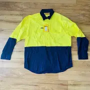 Bisley HiVis Mens Closed Front Cotton Drill Work Shirt Long Sleeve BSC6267 XL