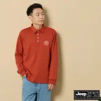 在飛比找momo購物網優惠-【JEEP】男裝 經典LOGO刺繡休閒長袖POLO衫(橘色)