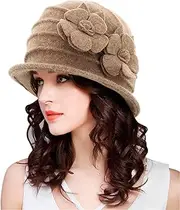 [INOGIH] 1920s Vintage Wool Cloche Fedora-Hat Church Fascinator Hat Derby Hat with Bow for Women Men