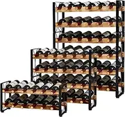 X-cosrack Stackable Rustic 36 Bottle Wine Rack, Freestanding Floor Wine Holder Stand Can Used Separate or Stacked 6 Tier Stable Wine Display Storage Shelf for Kitchen 24.5''L x 8.6''W x 33.4''H