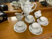 Johann Haviland Blue Garland 4 Tea Cups /sauces Coffee Pot-Cream &Sugar Bowl Set