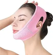 Anti-Snoring Chin Strap for Sleeping, V Line Lifting Mask Double Chin Reducer, Adjustable Chin Strap Universal Fit, Perfect for Women & CPAP Users, Stops Snoring & Tones Double Chin, Pink