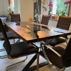 72"x36" Black Epoxy Table Top, Epoxy Dining Table, Walnut Wood Epoxy Table