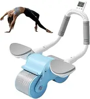Ab Roller Wheel with Elbow Support - Ab Wheel Roller for Core Workout with Timer, Automatic Rebound,Portable Belly Fat Burner Machine for Beginner to Advanced Fitness