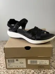 Clarks Cloudsteppers Adjustable Sport Sandals Mira Tide Black Pierre Size 11
