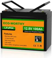 ECO-WOTHY 12V 100Ah 130Ah Lithium Iron Battery LiFePO4 Recharge Deep Cycle BMS